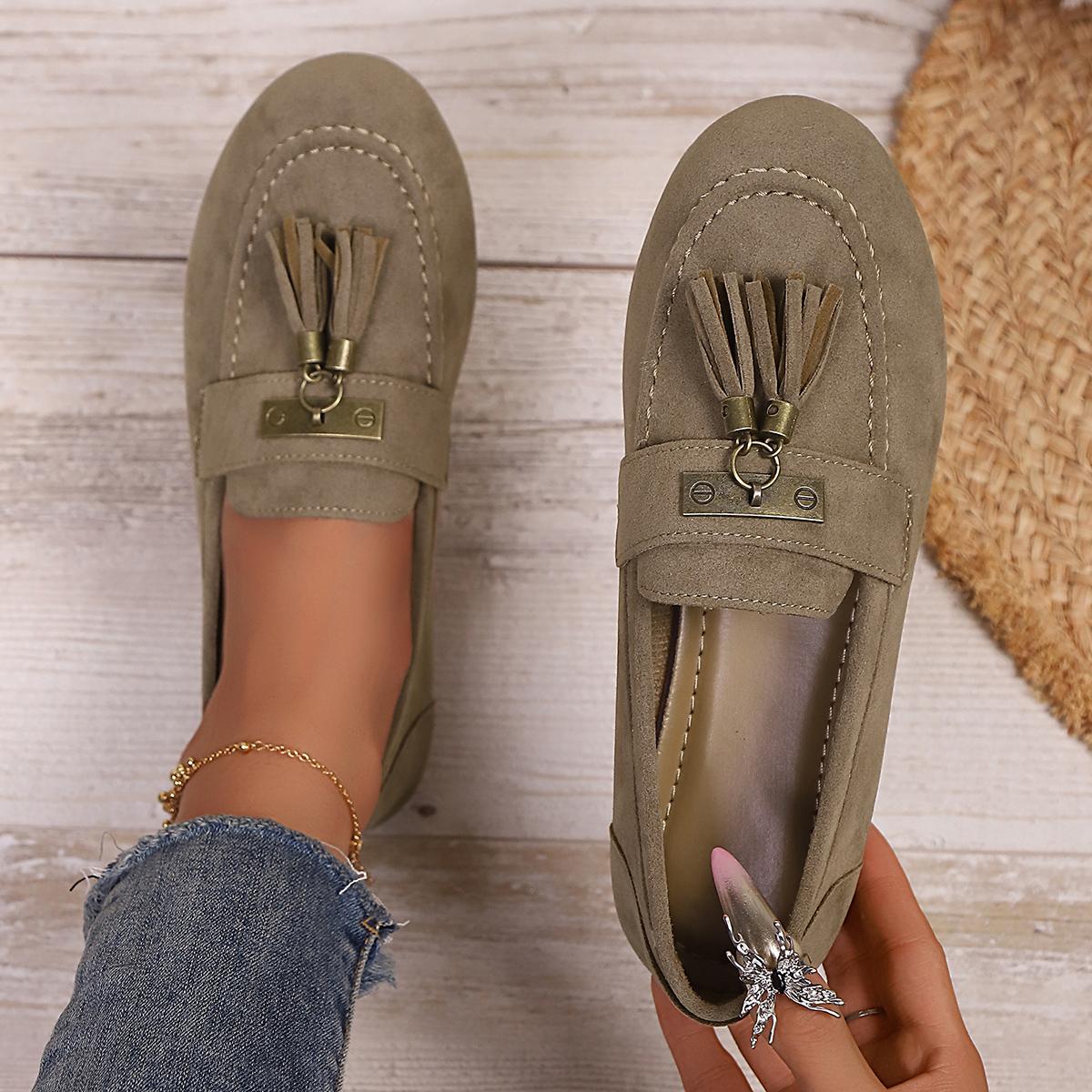 

Модные женские лоферы для улицы с кисточками, плоские кроссовки, женская удобная обувь для отпуска, обувь для ходьбы с круглым носком, женские туфли 43 хаки