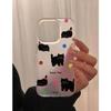 Frosted Polka Dot Cat Case for Apple 13/14/15/16/17 Pro Max - Transparent, Large-Hole Design