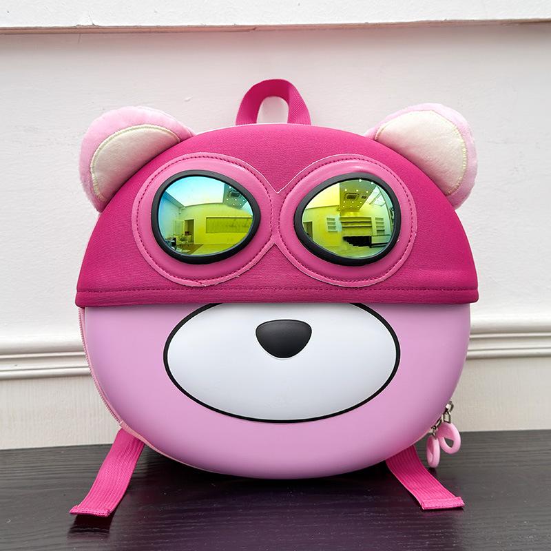 Schoolbag new cartoon kindergarten eggshell schoolbag cute sunglasses bear casual backpack boys and girls outdoor small backpack