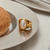 Yori Fashion Imitation Pearl Hammer Ring Women 18K PVD Plated Waterproof Summer Jewelry Accessories 2025 Gift