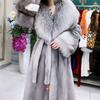Autumn and Winter Imitation Mink Coat Fur Coat Women's Long Fur Coat Imitation Fox Fur Collar Large Size High-end Cotton Clothes