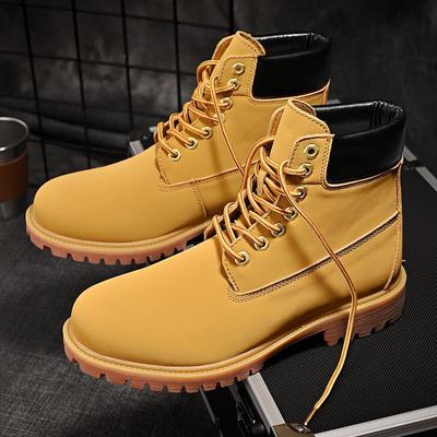 Leather Martin Boots Men's British Style Tooling Couple Shoes Desert Boots High-top Men's Shoes Big Yellow Boots Shoes Men's Short Boots