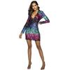 Women's Sexy Dress Deep V Long Sleeve Bag Hip Sequins Sexy Dress Fashion Nightclub Party Dress