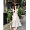 Holiday Wind Fringe Splicing Suspender Dress Women's Summer 2026 New Waist Irregular Gentle First Love Long Dress