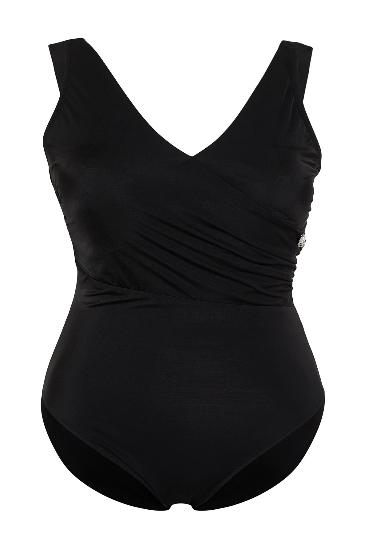 

Женский новый сезон, купальник больших размеров, черный двубортный закрытый купальник