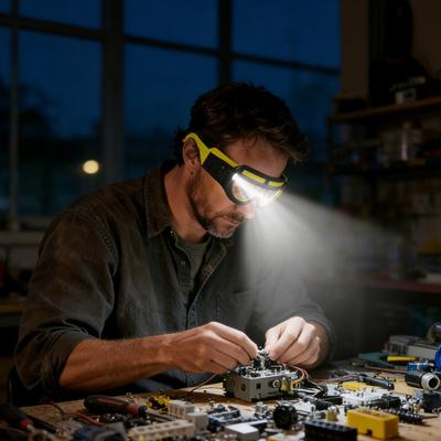 Motion Sensor Headlamp Glasses Rechargeable LED Touchless Switch Light with 5 Modes Waterproof USB-C Camping Headlight for Night Cycling Running