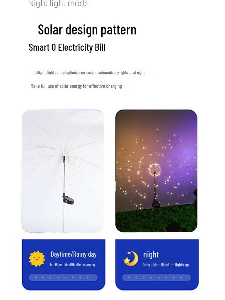 Solar LED Firework Lights for Outdoor Garden, Yard, Balcony, and Landscape Decoration
