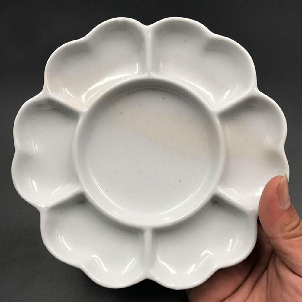 Porcelánová paleta 6/7 mřížek Keramická paleta na barvy Švestkový květ Paleta na barvy Podnos pro umělce