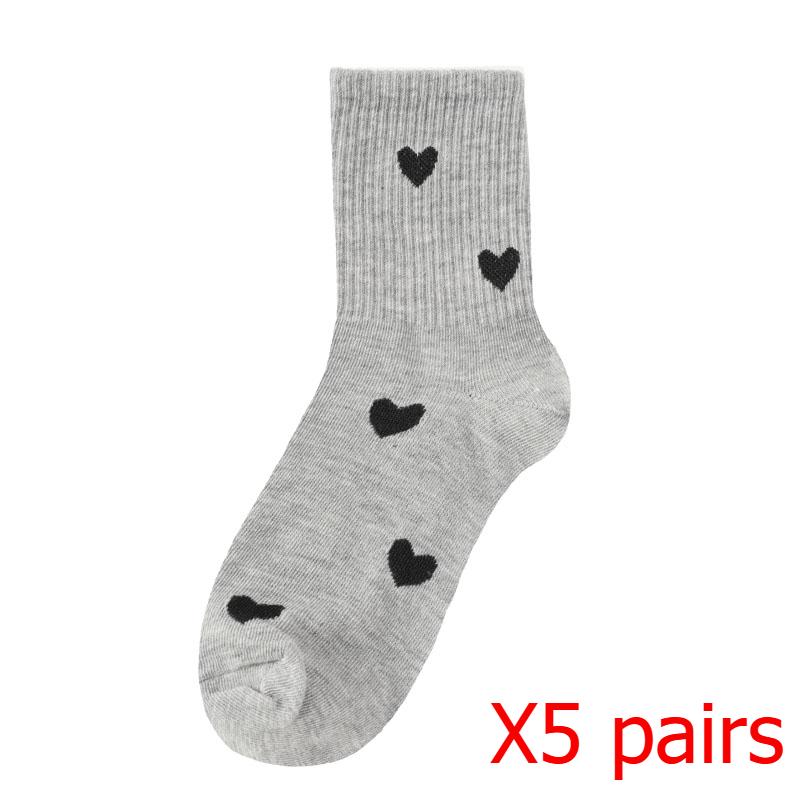 Women's  Autumn and Winter Socks Mid-tube Versatile Gray Women's Cute Solid Color Socks
