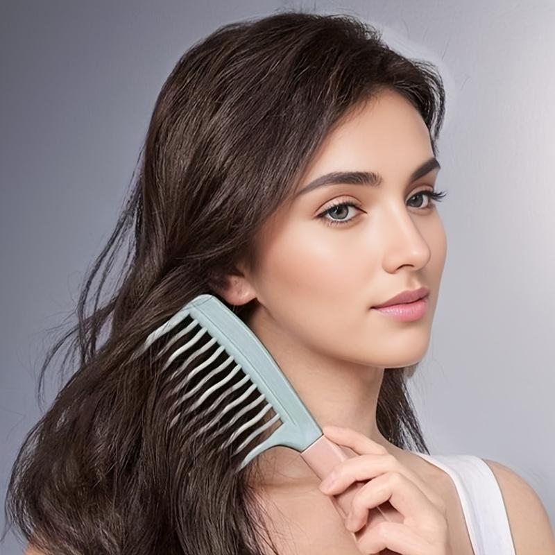 2pcs Dual Wide-Tooth Hair Combs, Ideal for Long Curls & Voluminous Styles - Stylish Black & Light Blue Combs, Perfect for Curly Hair Management