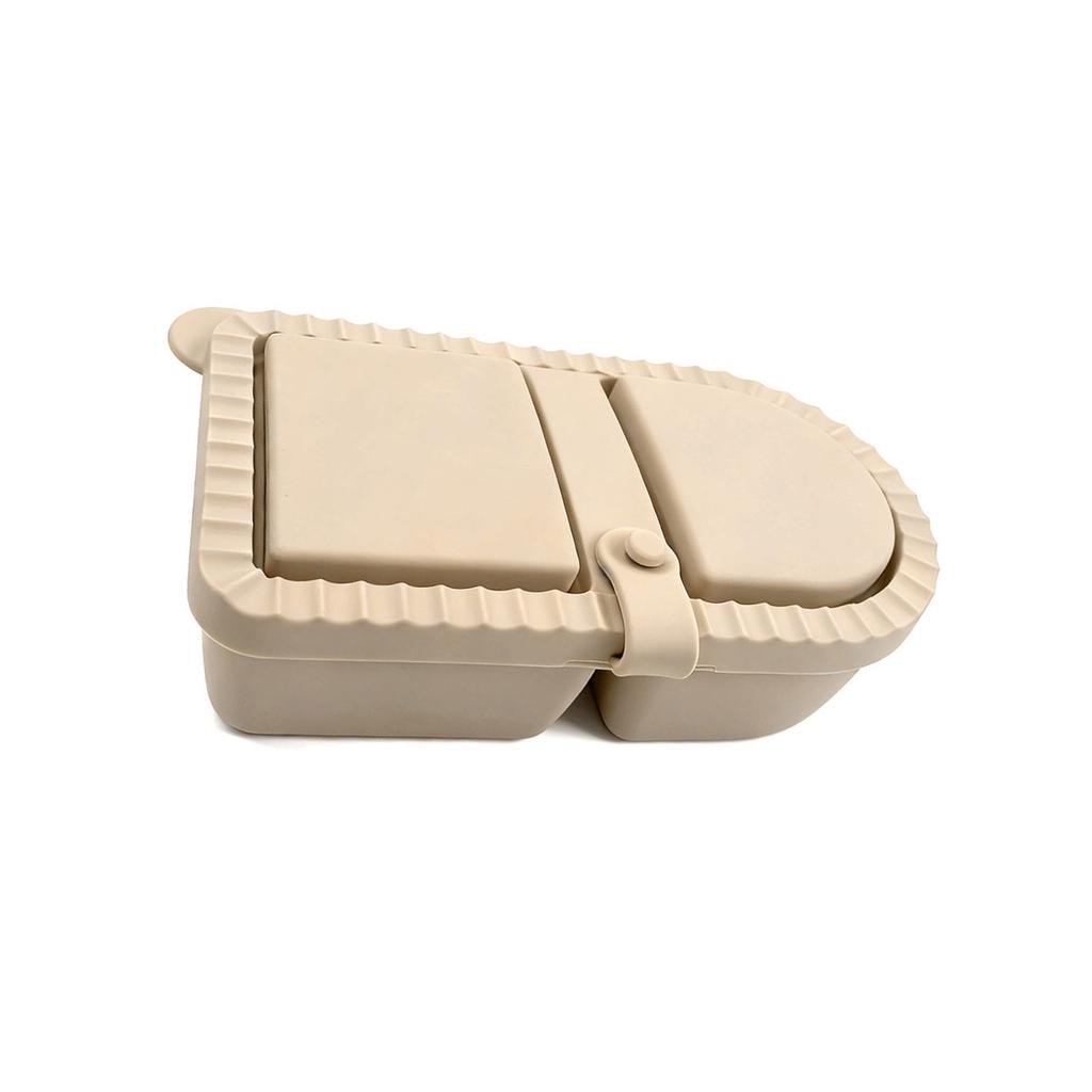 Portable Double Compartment Snacks Box Silicone Leak Proof Dishwasher Safe Food Container For Outdoor And Home Use