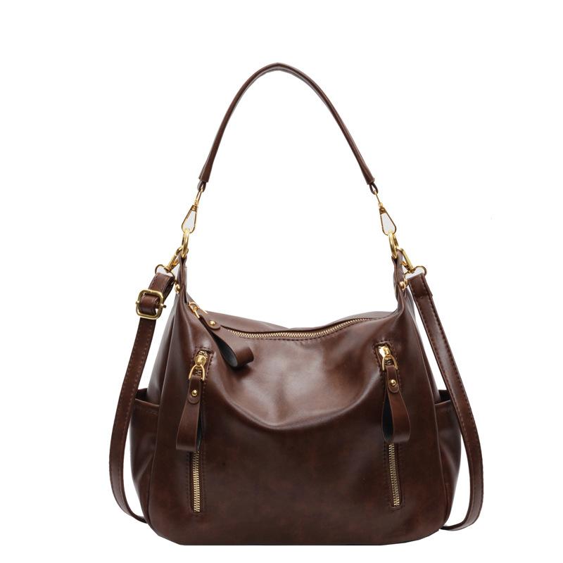 Retro large-capacity tote bag women's new autumn and winter fashion shoulder messenger bag casual underarm bag