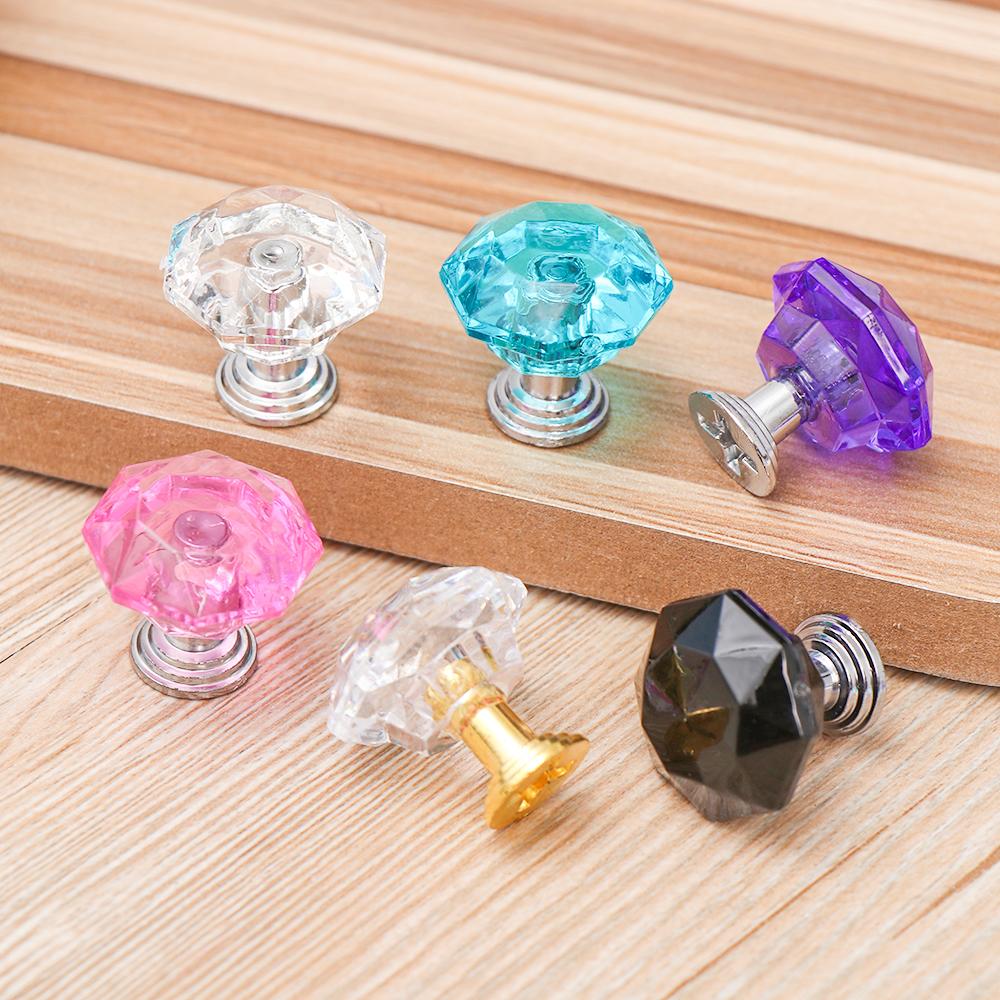 5/10PCS Transparent Diamond Shape Crystal Glass Cabinet Knob Jewelry Box Drawer Pull Handle Furniture Handle Hardware Supplies