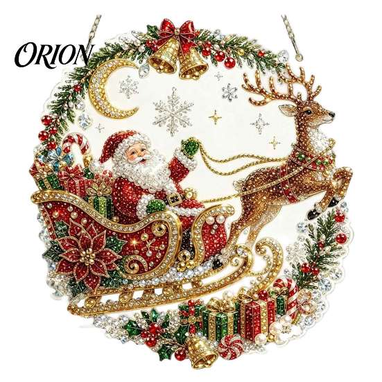 Decorazione Sospesa Stagionale per Feste, Ornamento Pupazzo di Neve di Natale, Babbo Natale Rotondo in Acrilico, Renna, Albero di Natale, Decorazioni Invernali, Cartello per Porta per Finestra Festiva