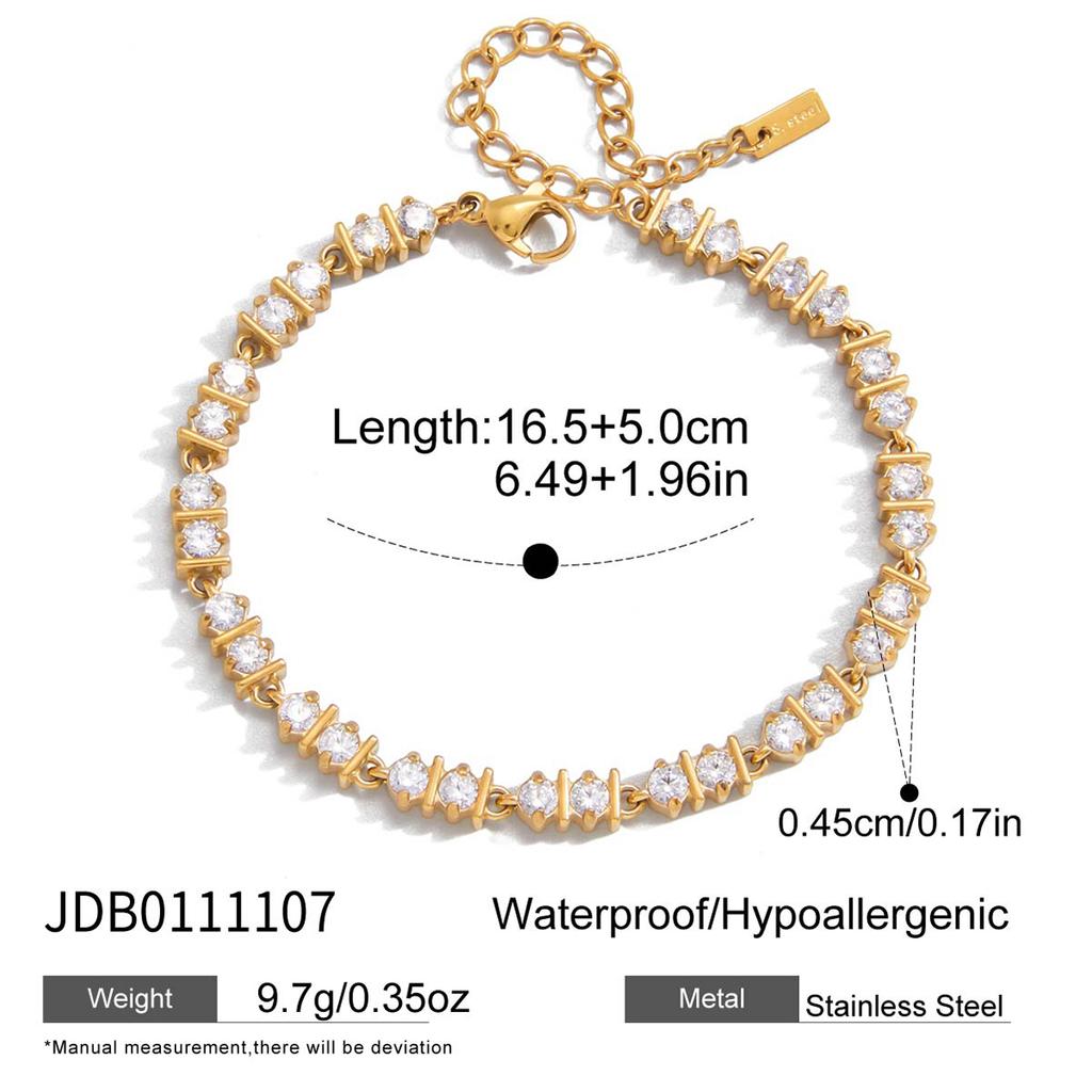 Youthway Delicate Zircon Tennis Bracelet For Women Minimalist 18K Gold PVD Plated Stainless Steel Bracelet Fashion Jewelry Gift