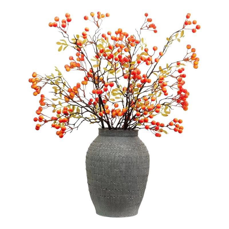3pcs Artificial Plants Branch Orange Autumn Fruit Berries 70cm Foam Berry Plastic Fake Flower Home Ornaments Decoration