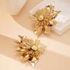European and American Exaggerated Jewelry Asymmetrical Three-dimensional Metal Heavy Industry Flower Stud Earrings Retro Elegant Fashion Earrings