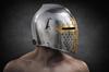 Medieval Crusader Knight Helmet Steel Great Helm Brass Cross LARP Cosplay Costume Helmet