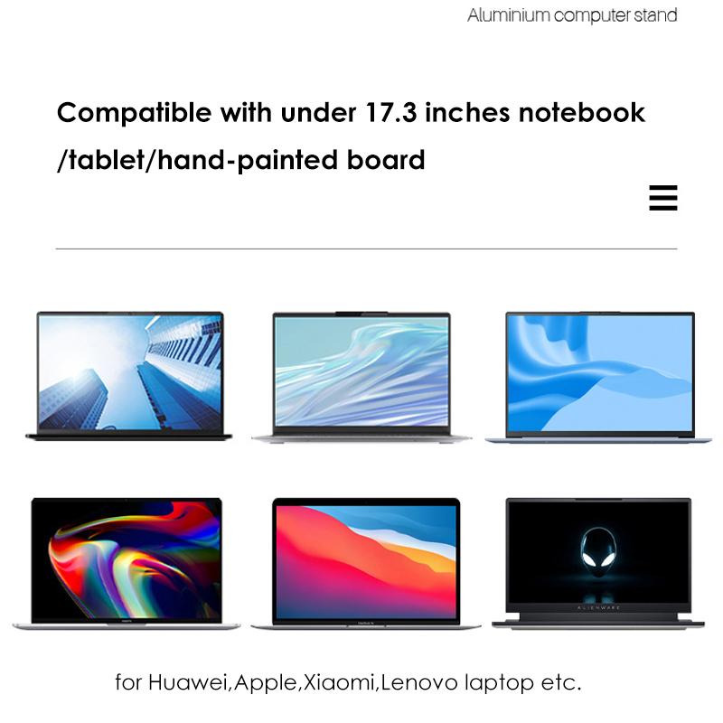 For Adjustable Laptop Stand Foldable Aluminum Alloy Notebook Stand Base Portable Non-slip Raising Cooling Support Laptop Bracket