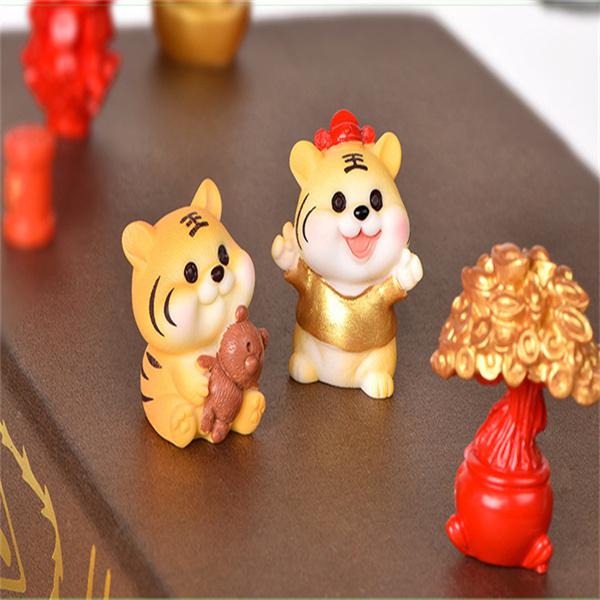 Animal Cute Statues Resin Tiger Micro Landscape Gardening DIY Accessories Little Tiger Sculpture Desktop Decoration