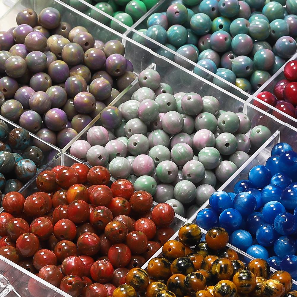 20-50pcs/lot Multicolor Resin Mitation Cat Eye Round Beads Bracelet Spacer Beads For DIY Handmade Jewelry Making Findings