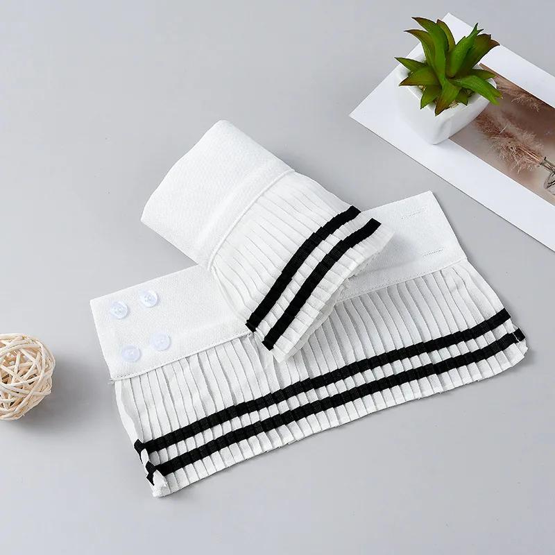 1 Pair Women Fake Flared Sleeves Girls Lace Pleated Detachable Sleeve Fake Cuffs Sweater Decorative Female False Cuffs