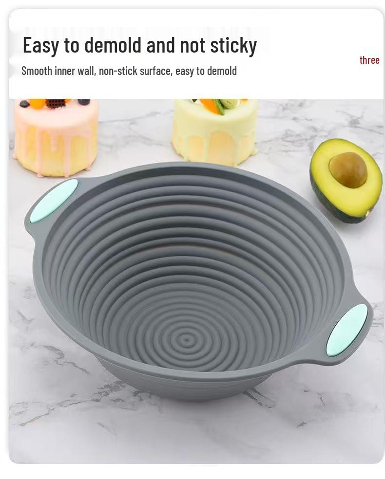 European Style Silicone Bread Fermentation Basket, Foldable Imitation Rattan Dough Fermentation Bowl.