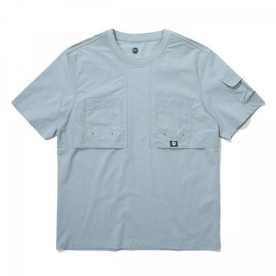 Vävd FickT Kortärmad T-shirt Blå