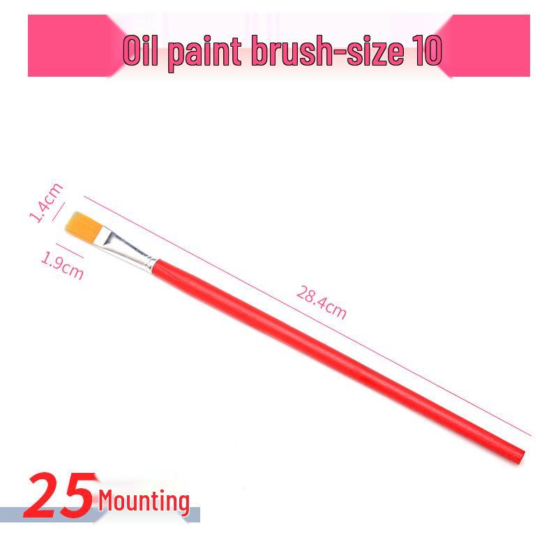 Red Handle Nylon Hair Flat Brush for Oil & Watercolor Painting