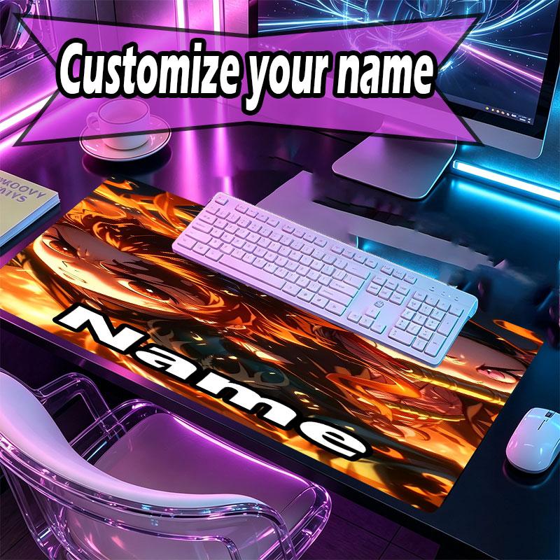 Benutzerdefinierter Name Personalisierte Dämonentöter Muster Mauspads, Laptop PC Schreibtischunterlage, Dekorative Schreibtischmatte für Zuhause Tastaturunterlage Geschenk
