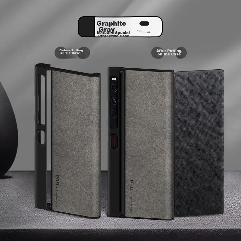 Huawei Mate XS2 Phone Case, Mate XS2 Protective Cover, Left And Right Folding Screen Anti-Scratch Anti-Drop Leather Casen, Hard Outer Graphite Gray