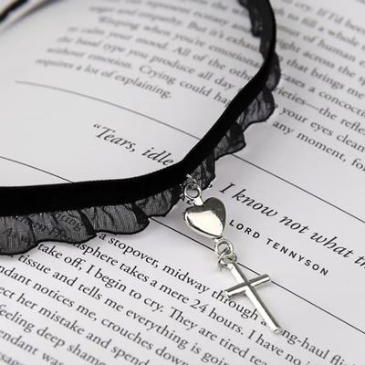 Colar Choker Feminino Diário Cruz Amor