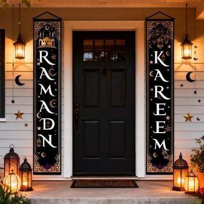11.8×70.9 Inch Ramadan and Eid Door Banner Decoration for Home Eid al-Fitr Banner Ramadan Door Decor Indoor Outdoor
