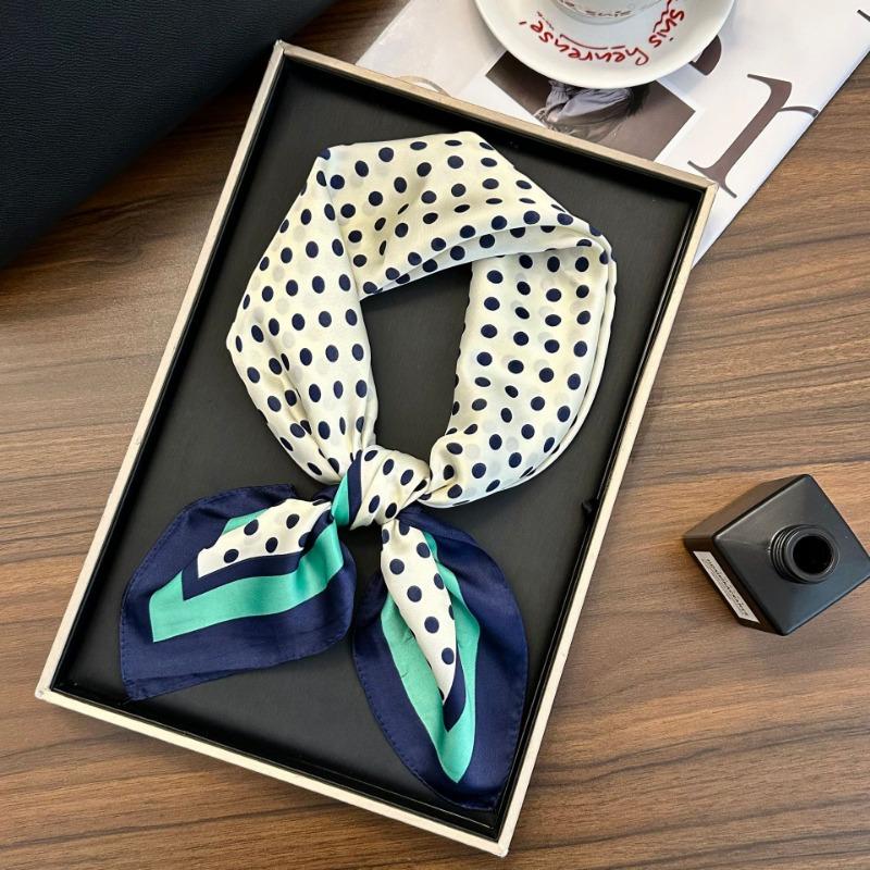 Polka Dot Silk Scarf Square Scarf High-end New Versatile Decorative Scarf Scarf Scarf Neck Cashew Flower Scarf Shawl Can Be Used As a Tube Top
