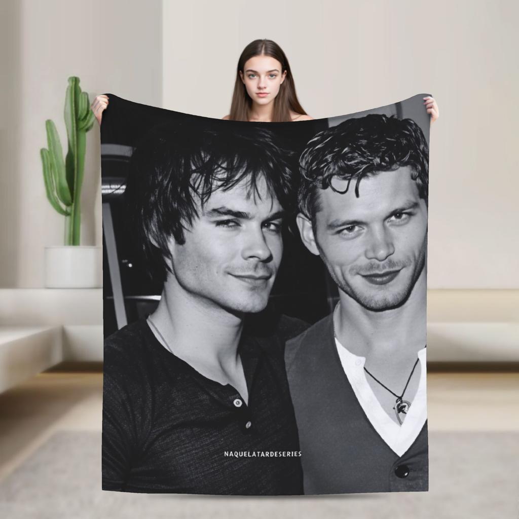 The Vampire Diaries Damon salvatore Blanket Super Warm Plush Bedding Throws For Home Decor Travel Office Flannel Bedspread Bed