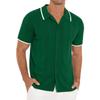 Mens Short Sleeve Knit Polo Shirt Color Block Contrast Collar Button Down Textured Casual Top For Summer