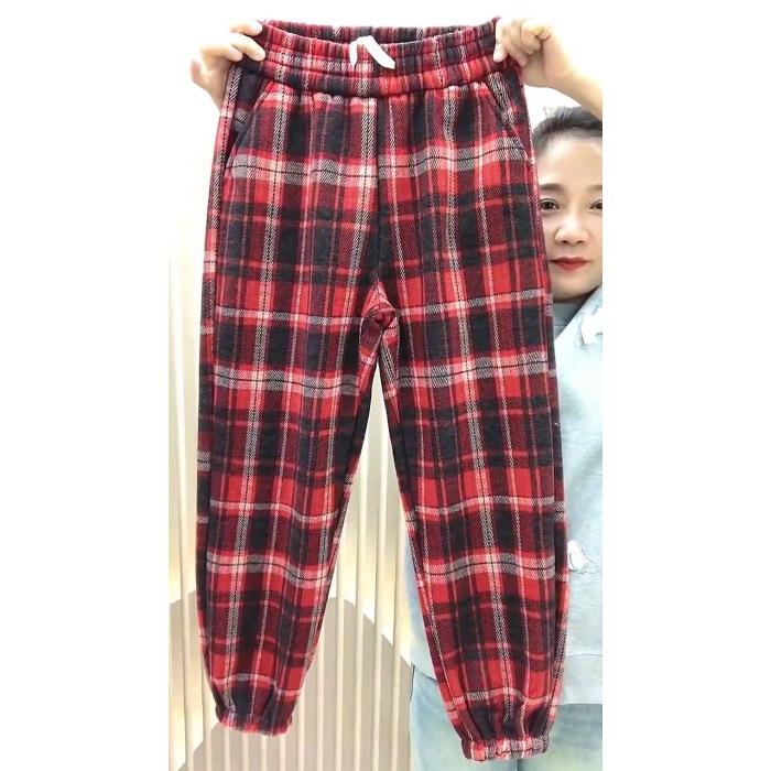 Women s Wool Blend Slim Fit Plaid Harem Pants - Velvet Lined, Figure Flattering, Cuffed, Winter 2025 Collection 2XL