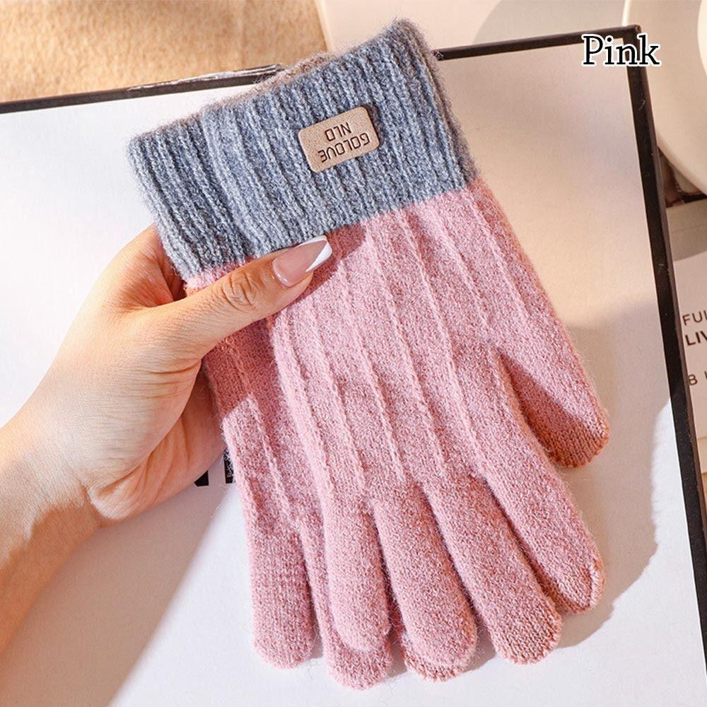 Thicken Touch Screen Mittens Plus Velvet Knitted Gloves Outdoors   Men Women