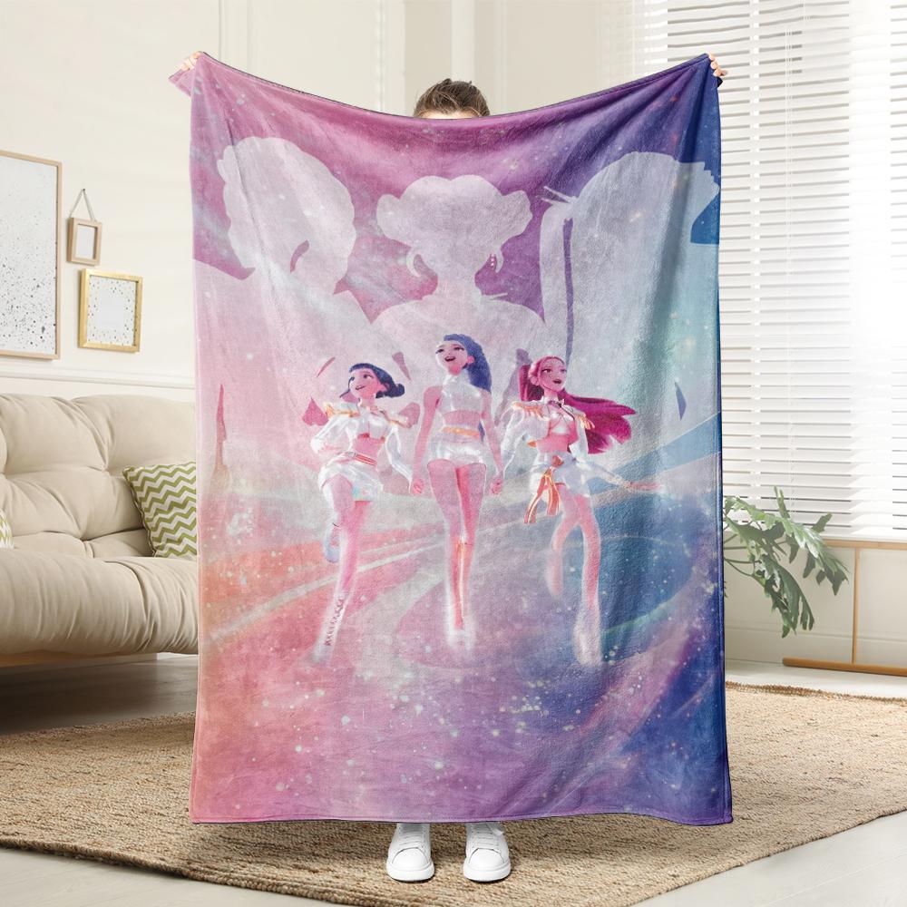 KPop Demon Hunters Colorful anime girl blanket: various shapes, fantasy patterns, comfortable and fashionable at home