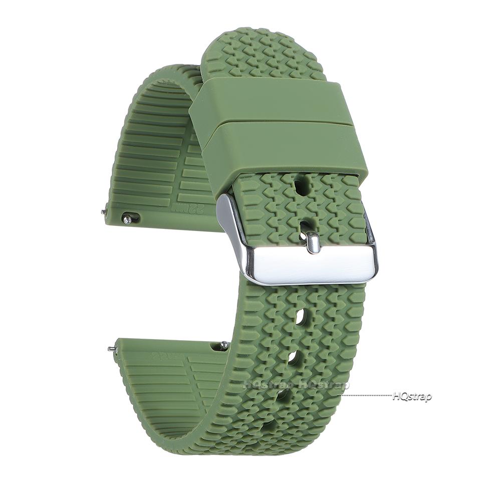 

Silicone Watch Band Quick Release Strap for Seiko 18mm 20mm 22mm 24mm Soft Rubber Replace Sport Bracelet High Quality Wristband 24mm&steel buckle армія зелений колір