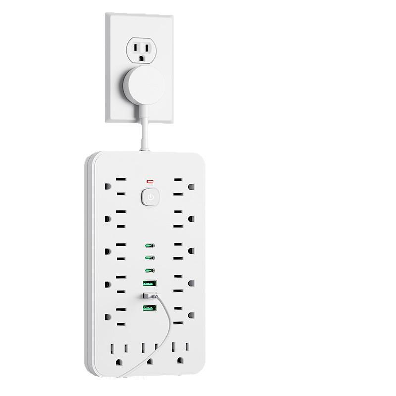 19-in-1 Multifunctional Power Strip with 3 USB Ports and US Plug Adapter for Mexico, Taiwan, Canada