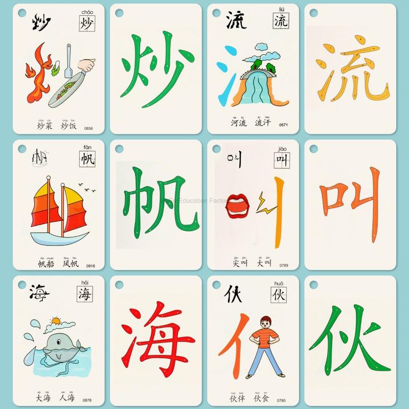 Chinese Pinyin Card 250 Words Characters Picture Enlightenment Double Literacy Card Children's Kindergarten Learning Hanzi