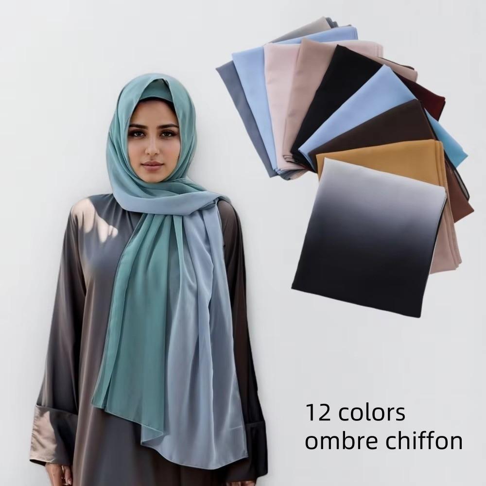 Chiffon Ethnic Style Scarf Long Islamic Turban Elegant Wraps Shawl  Daily