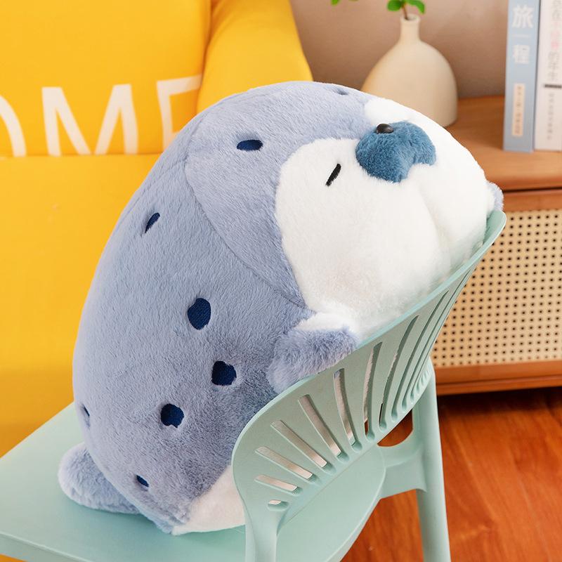 Cute Seal Plush Toy Doll Pillow On Bear Bed Doll Soft and Cute Pillow for Children