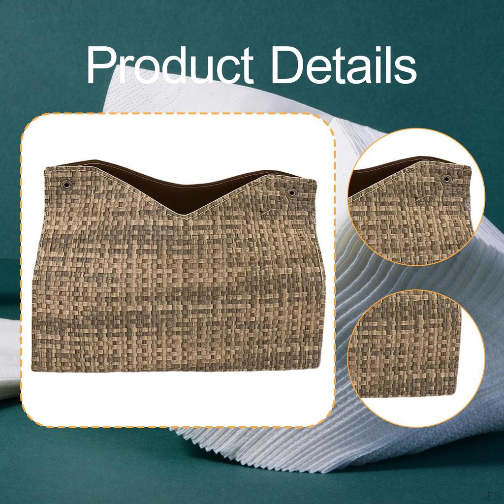 Tissue Box Cover Facial Paper Holder Napkin Organizer Dispenser PU Leather Holder, for