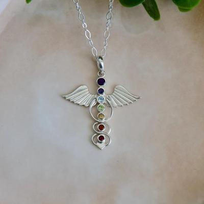 Silberner Anhänger mit mehreren Edelsteinen, 925er-Sterlingsilber, handgefertigter Silber-Edelstein-Anhänger für Damen ( Nur Anhänger ohne Kette)