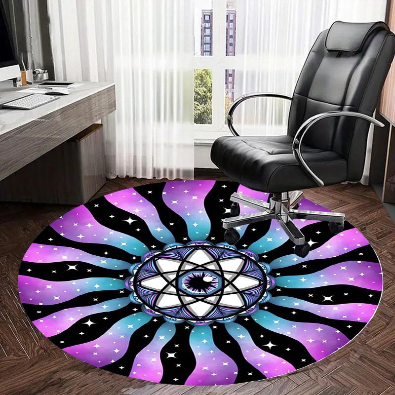1pc Psychedelic Eye Mandala Round Carpet, Made of Polyester,Perfect for Decorating Office Chairs, Living Rooms,Vibrant Decorative Rug