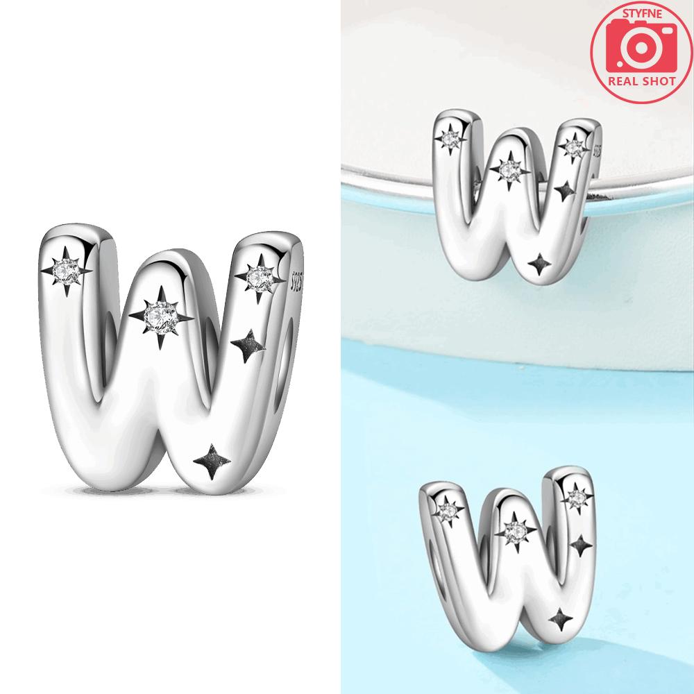 Letter Pendant Love White Zircon Stars Original Copper English Letters Beads Fit Bracelet Accessory Jewelry Gift Women Diy