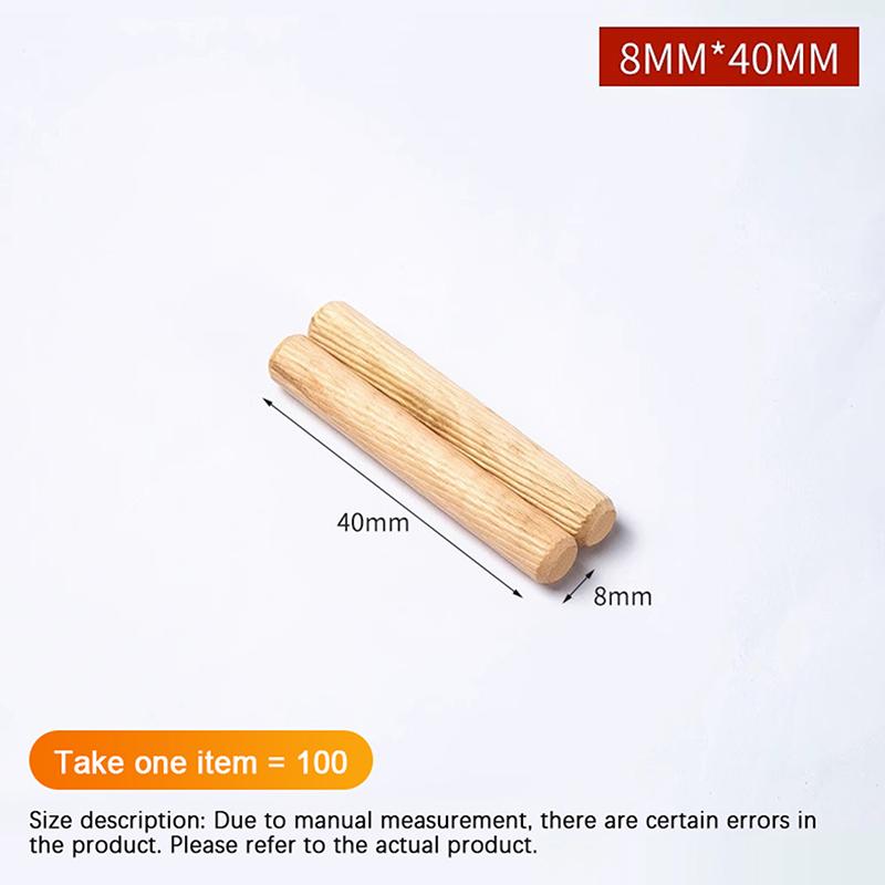 100Pcs/Pack Round Wooden Dowel Pins 6*40Mm 8*40Mm 10*40Mm Cabinet Drawer Round Fluted Diy Woodworking For Dowel Jigs Drill