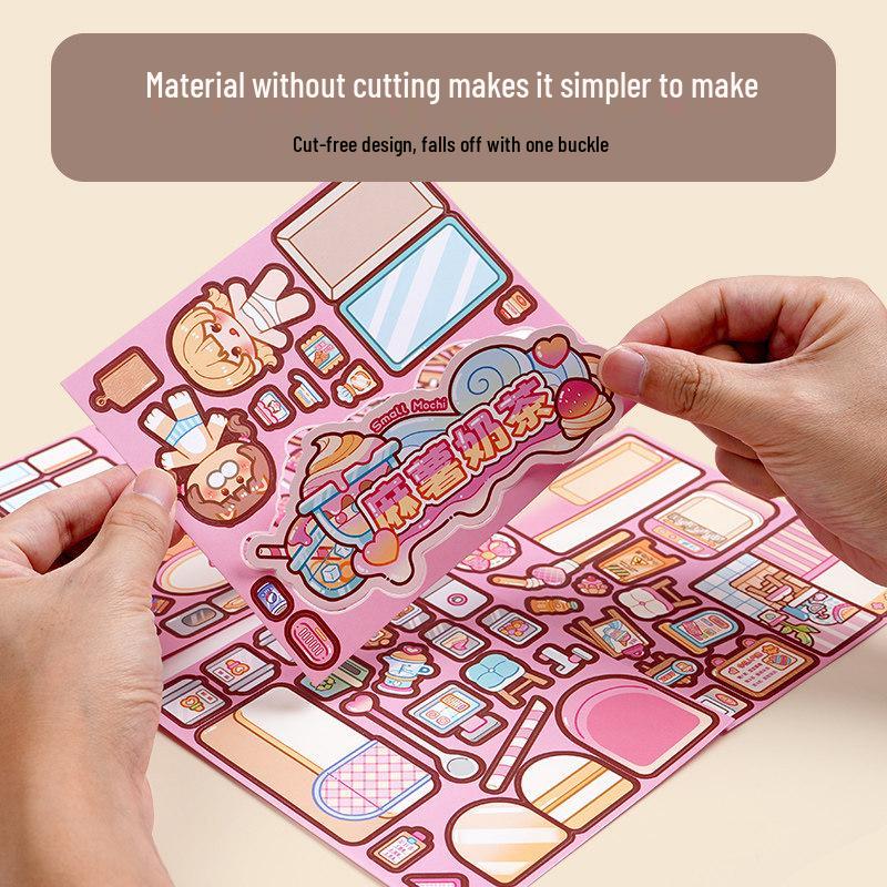 Mochi Jelly Sticker Book: DIY Cartoon Quiet Book for Girls – New Style, No-Cut, Handmade